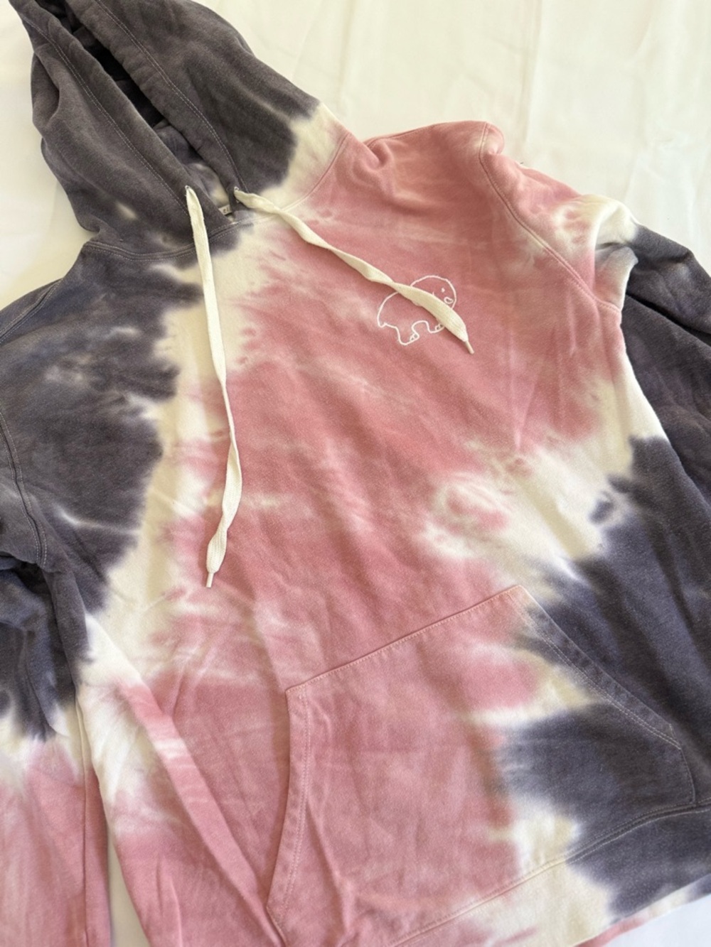 Women's Ivory Ella Size Small Gray & Pink Tie dye Hoodie